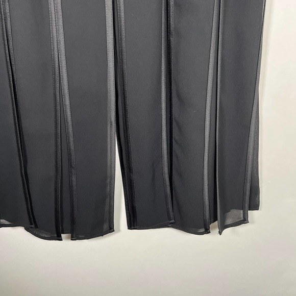 JS Collections Women’s Chiffon Split Panel Layered Dress Pants 8 Black - Picture 4 of 8